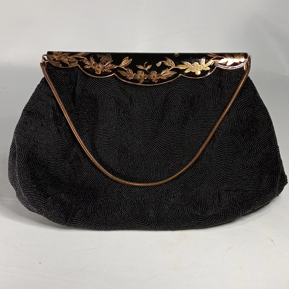 Vtg. Beaded Clutch Purse w/Small Chain Handle